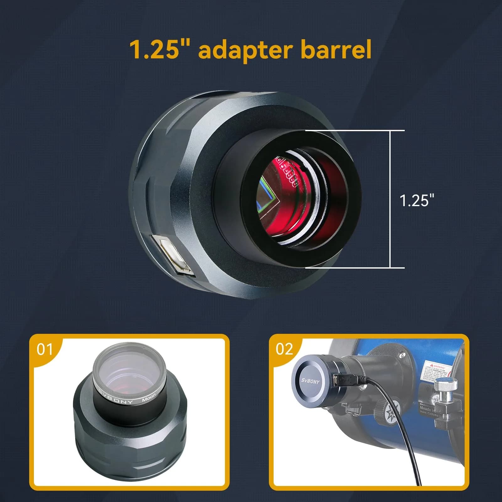 SVBONY SV105 Telescope Camera with UHC Filter | USB 2.0 IMX307 CMOS Color Astrophotography Camera for Beginners - view 3