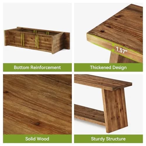LITTLE TREE Solid Wood TV Stand for 55/60/65 inch TVs | Farmhouse 2-Tier Media Console Walnut 63-Inch thumbnail 3