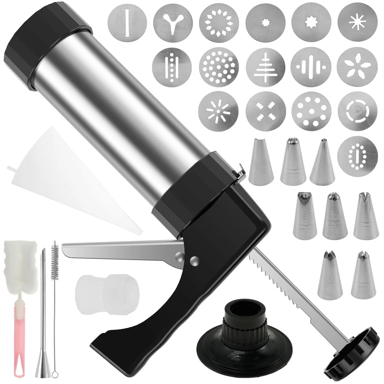 bigjvbfv Churro Maker Machine with 3 Tips & Piping Bag, Stainless Steel, Black | Easy Homemade Churros