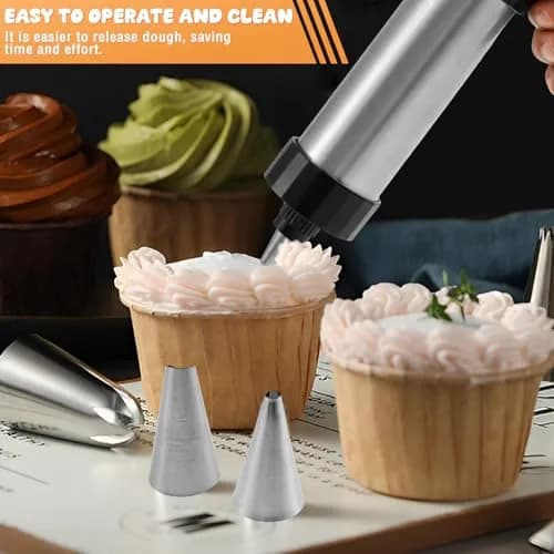 bigjvbfv Churro Maker Machine with 3 Tips & Piping Bag, Stainless Steel, Black | Easy Homemade Churros thumbnail 6