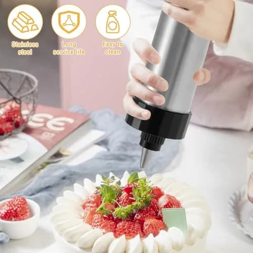 bigjvbfv Churro Maker Machine with 3 Tips & Piping Bag, Stainless Steel, Black | Easy Homemade Churros thumbnail 2