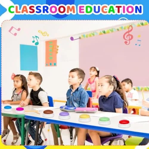Ovveroche 10 Pieces Recordable Answer Buzzers | Classroom Buzzers for Study, Office, Home, Pet Training Toy thumbnail 3