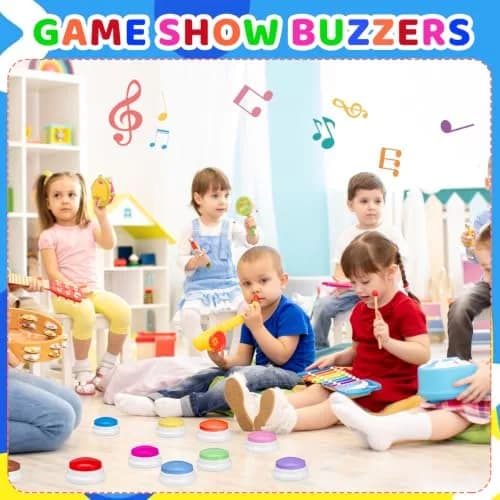 Ovveroche 10 Pieces Recordable Answer Buzzers | Classroom Buzzers for Study, Office, Home, Pet Training Toy thumbnail 4