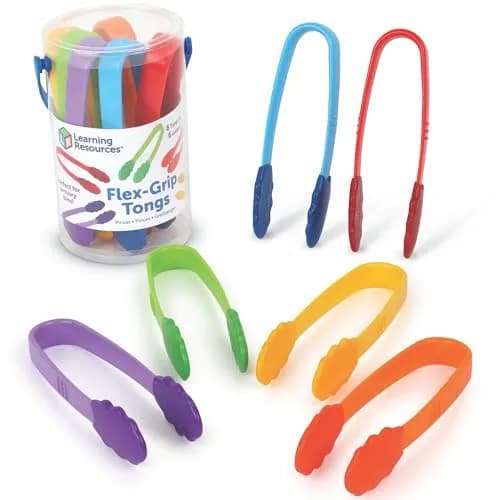Learning Resources Flex-Grip Tongs | Fine Motor Skills for Kids, Bright Colors, Reusable Storage (15.49cm/6in) thumbnail 1