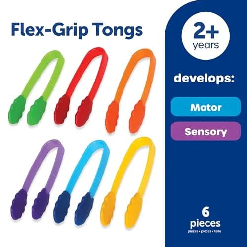 Learning Resources Flex-Grip Tongs | Fine Motor Skills for Kids, Bright Colors, Reusable Storage (15.49cm/6in) thumbnail 5