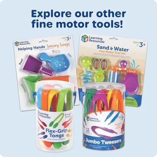 Learning Resources Flex-Grip Tongs | Fine Motor Skills for Kids, Bright Colors, Reusable Storage (15.49cm/6in) thumbnail 7