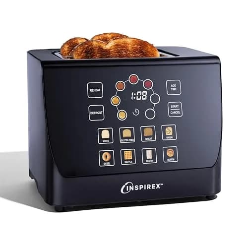 Nostalgia Inspirex Two Slice Touchscreen Toaster, Black | Modern Kitchen Essential thumbnail 1