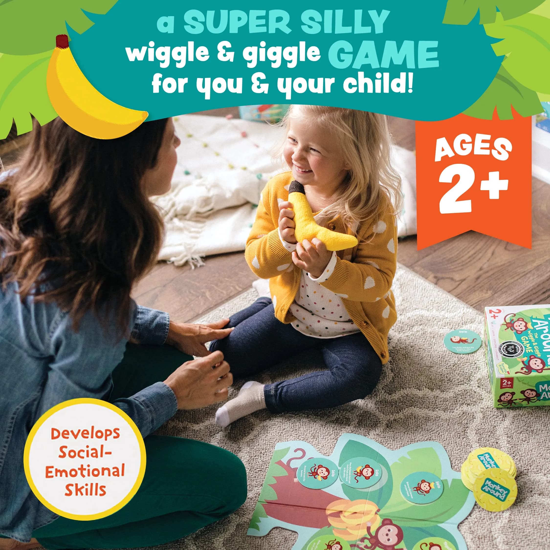 Peaceable Kingdom Monkey Around First Game for Toddlers Interactive Play with Parent Ages 2+ | ASTM-Tested Educational Board Game - view 2
