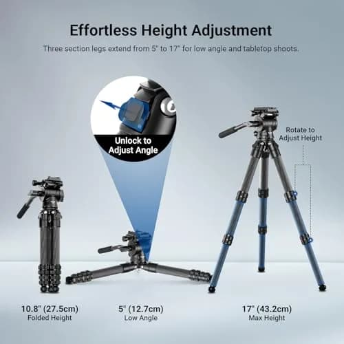 NEEWER Carbon Fiber Desktop Mini Tripod 10.8" | Portable Travel Camera Support thumbnail 5
