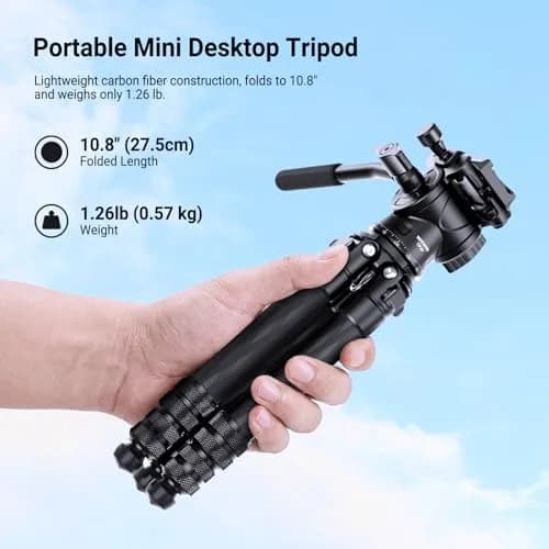 NEEWER Carbon Fiber Desktop Mini Tripod 10.8" | Portable Travel Camera Support thumbnail 2