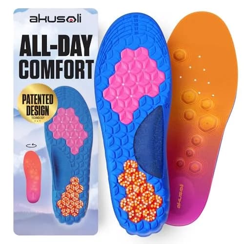 Akusoli Work Boot Insoles for Men L/XL | Cushioned Support & Gel Heel thumbnail 1