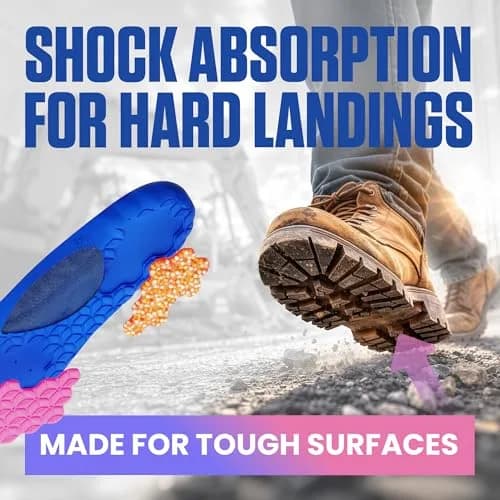 Akusoli Work Boot Insoles for Men L/XL | Cushioned Support & Gel Heel thumbnail 4