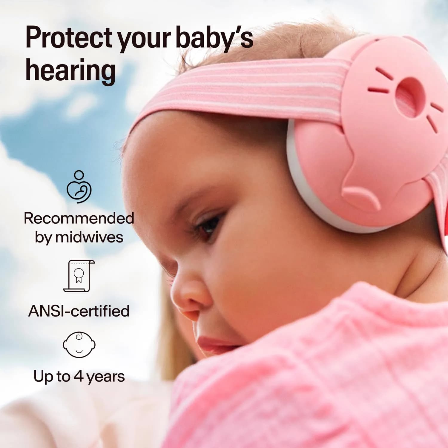 Alpine Muffy Baby Ear Protection Earmuffs in Blush Pink for Babies & Toddlers - view 2