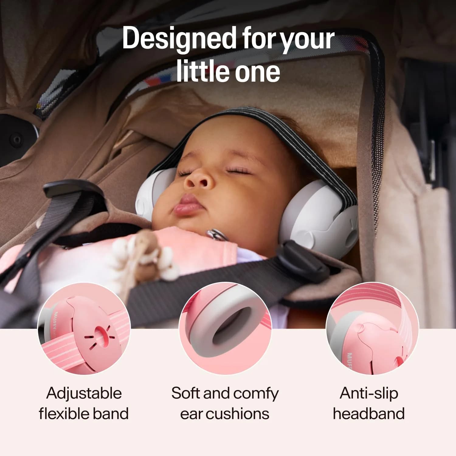 Alpine Muffy Baby Ear Protection Earmuffs in Blush Pink for Babies & Toddlers - view 3