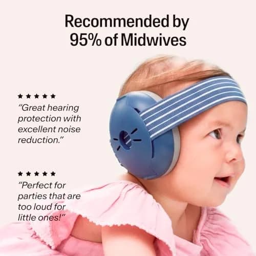 Alpine Muffy Baby Ear Muffs Noise Protection for Toddlers | 23 dB SNR (114g) | Denim Striped thumbnail 4