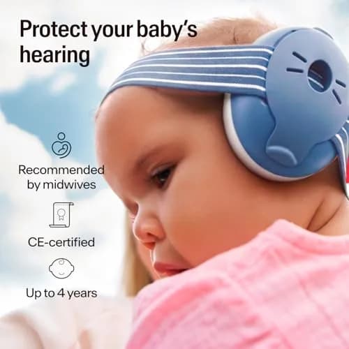 Alpine Muffy Baby Ear Muffs Noise Protection for Toddlers | 23 dB SNR (114g) | Denim Striped thumbnail 2