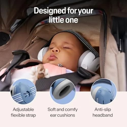Alpine Muffy Baby Ear Muffs Noise Protection for Toddlers | 23 dB SNR (114g) | Denim Striped thumbnail 3