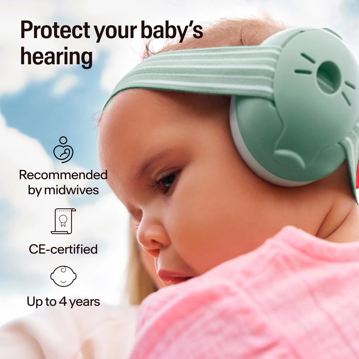 Alpine Muffy Baby Ear Protection Earmuffs - Sage Green for Babies & Toddlers - view 2