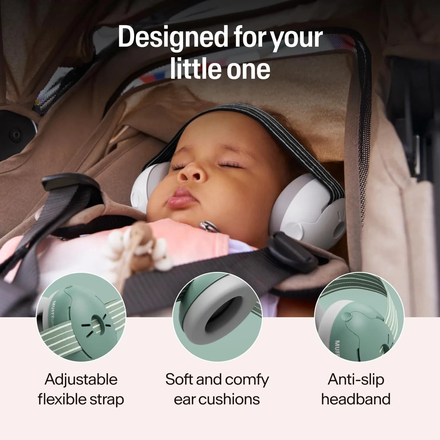 Alpine Muffy Baby Ear Protection Earmuffs - Sage Green for Babies & Toddlers - view 3