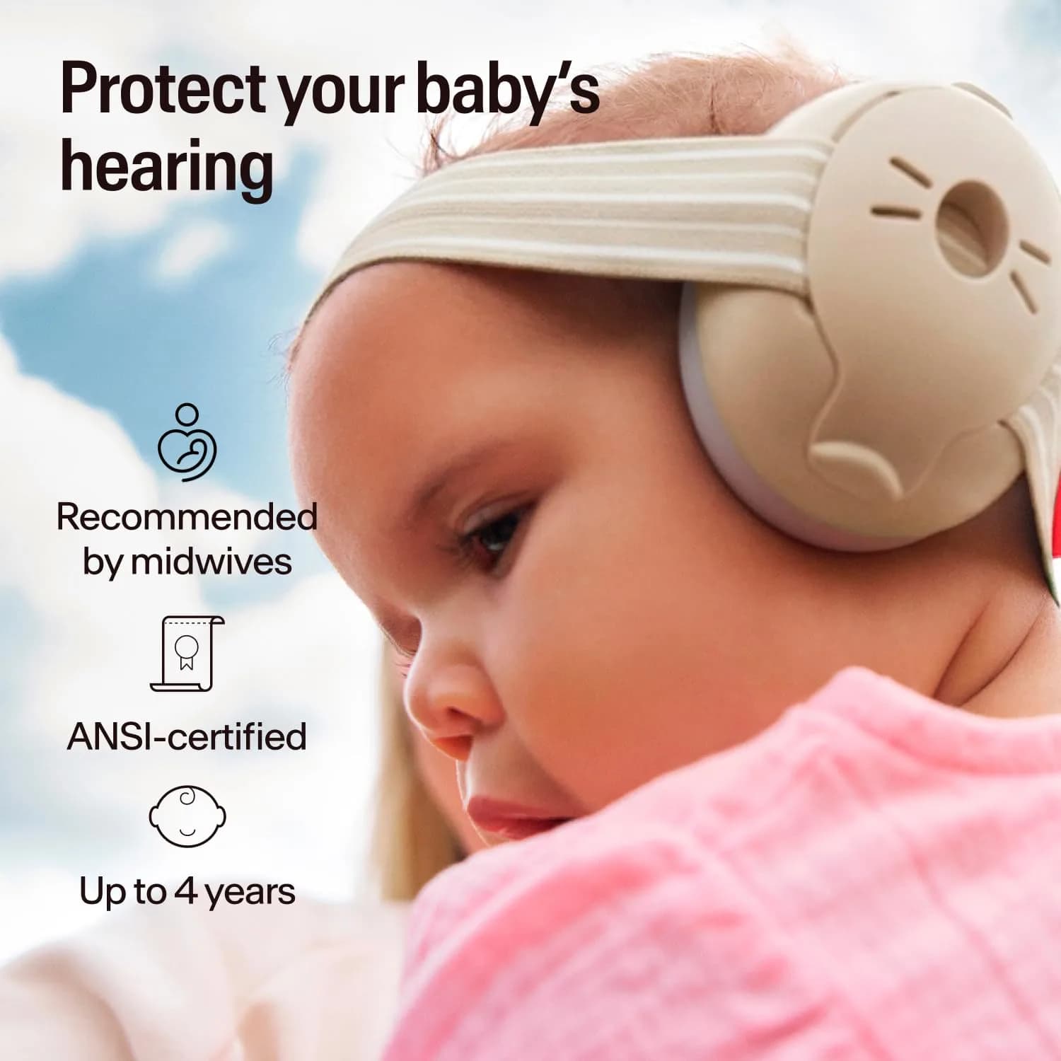 Alpine Muffy Baby Ear Protection Earmuffs - Sand Color | Noise Reduction for Babies & Toddlers - view 2