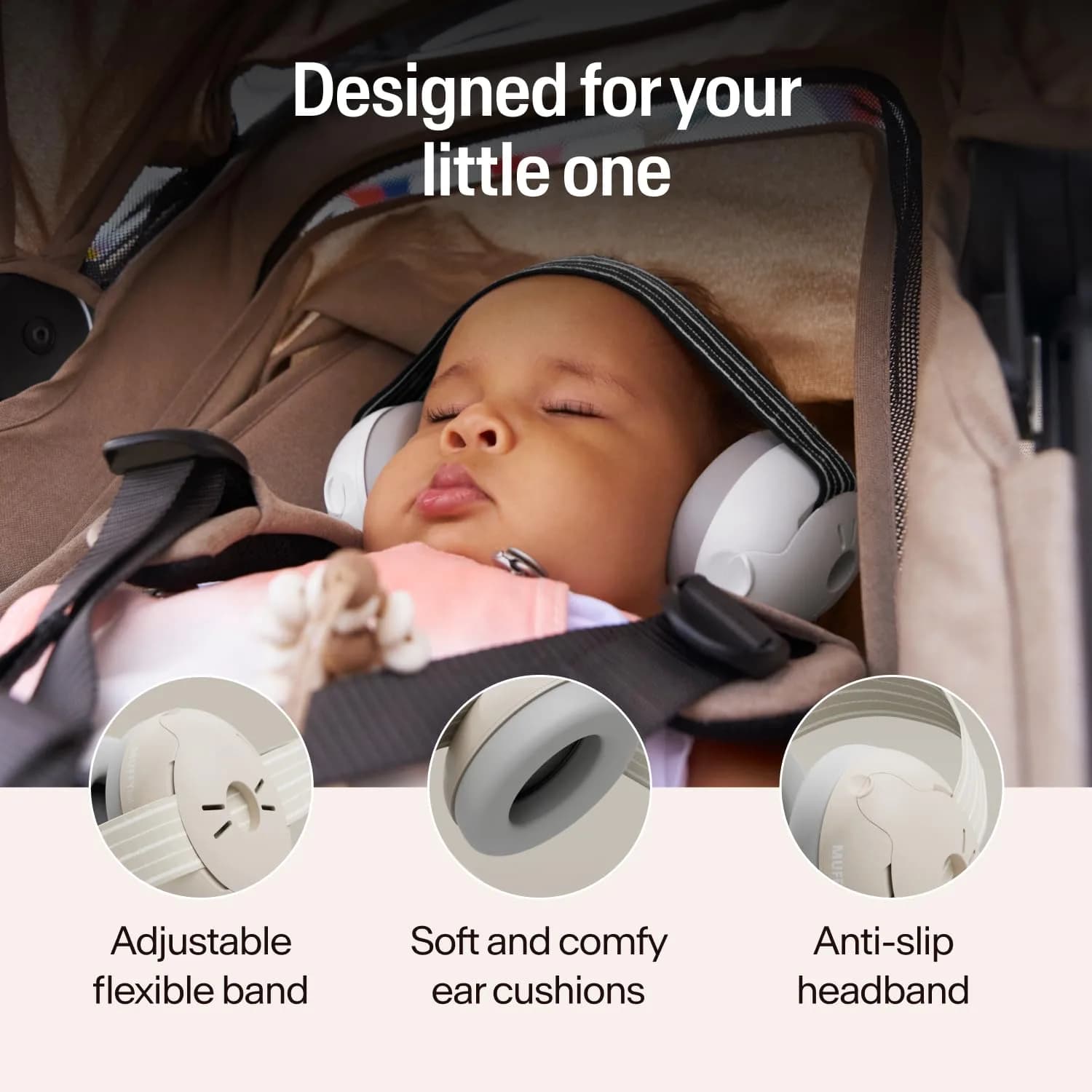 Alpine Muffy Baby Ear Protection Earmuffs - Sand Color | Noise Reduction for Babies & Toddlers - view 3