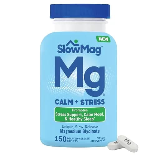 SlowMag Magnesium Glycinate Caplets 150 Count | Slow-Release Calm & Stress Support for Women & Men thumbnail 1