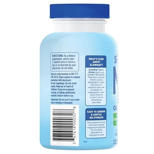 SlowMag Magnesium Glycinate Caplets 150 Count | Slow-Release Calm & Stress Support for Women & Men thumbnail 5