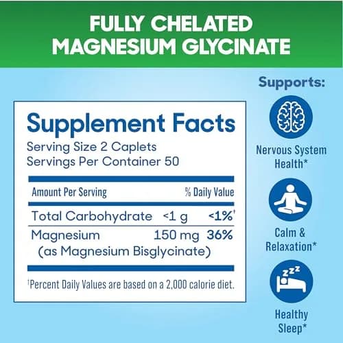SlowMag Magnesium Glycinate Caplets 100 Count | Slow-Release Calm & Stress Support thumbnail 5