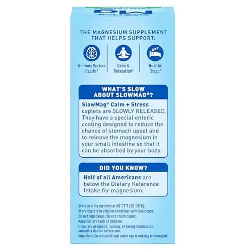 SlowMag Magnesium Glycinate Caplets 100 Count | Slow-Release Calm & Stress Support thumbnail 6