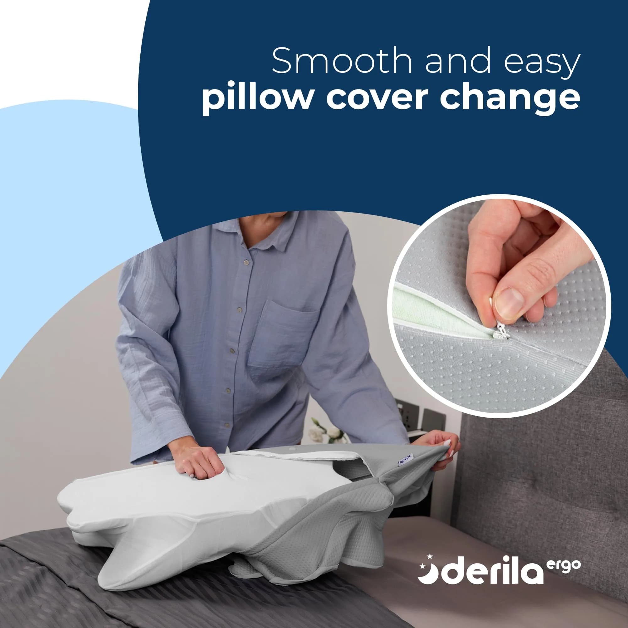 Derila Ergo Thermal Pillow Cover for Cervical Neck Pillow 54cm x 36cm x 12cm | Cooling Fabric for Better Sleep - view 5