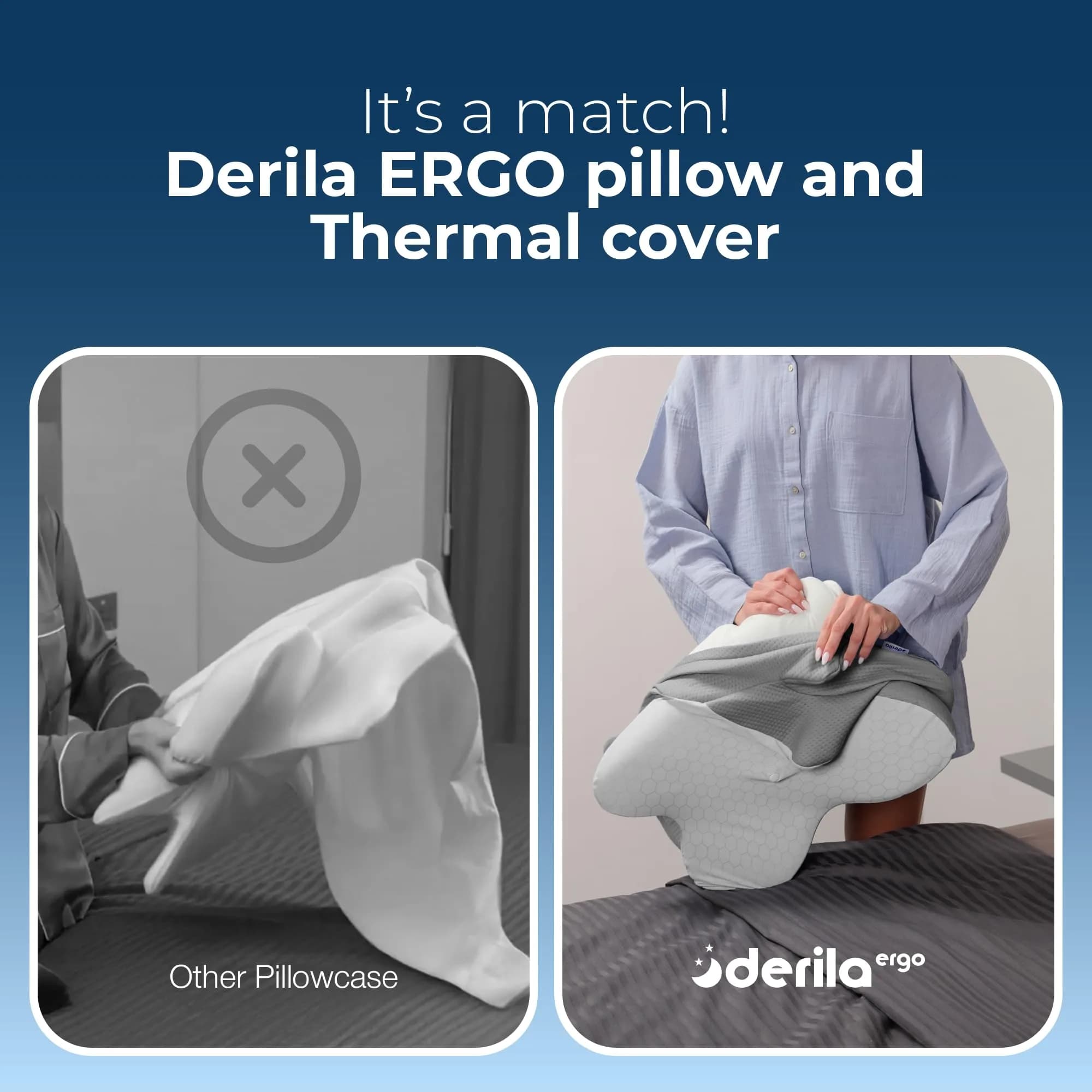 Derila Ergo Thermal Pillow Cover for Cervical Neck Pillow 54cm x 36cm x 12cm | Cooling Fabric for Better Sleep - view 7