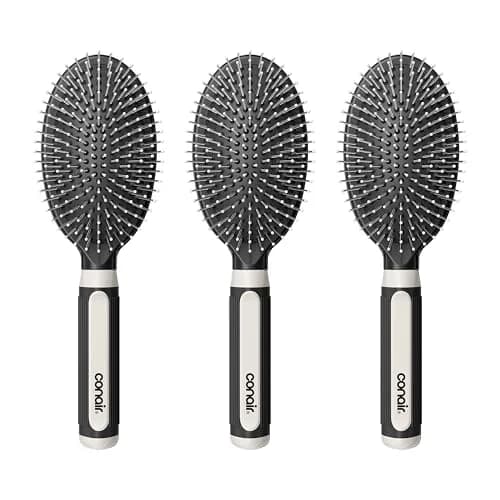Conair Salon Results 3-Pack Hair Brushes with Metal Bristles & Cushion Base, Black | Detangling & Smoothing for Thick, Curly Hair thumbnail 1
