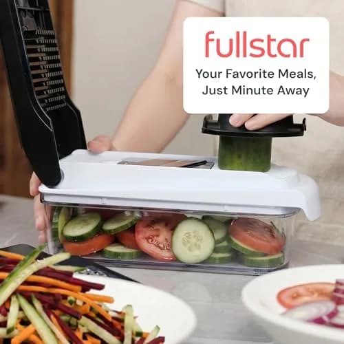 Fullstar Pro Core Vegetable Chopper & Mandoline Slicer, 9-in-1 Compact Meal Prep Essential with 420 Stainless Steel Blades & Container | 26.4 cm (10.4 in) Height thumbnail 9