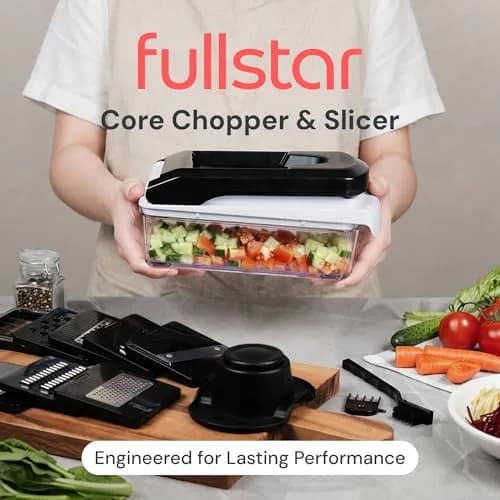 Fullstar Pro Core Vegetable Chopper & Mandoline Slicer, 9-in-1 Compact Meal Prep Essential with 420 Stainless Steel Blades & Container | 26.4 cm (10.4 in) Height thumbnail 2