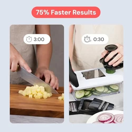 Fullstar Pro Core Vegetable Chopper & Mandoline Slicer, 9-in-1 Compact Meal Prep Essential with 420 Stainless Steel Blades & Container | 26.4 cm (10.4 in) Height thumbnail 3