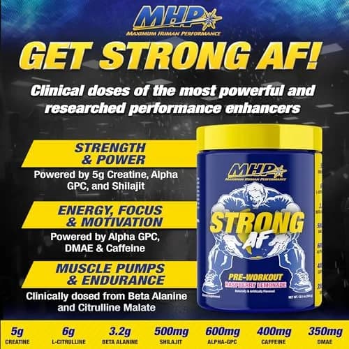 Maximum Human Performance Strong AF Pre-Workout 13.5oz | Muscle Building & Strength thumbnail 5
