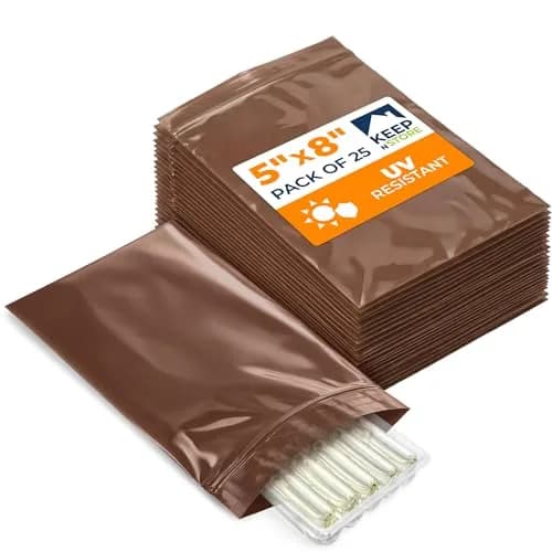 Keep N Store 5"x 8" UV Protective Amber Zip Bags | Heavy Duty 3 Mil Moisture-Resistant Storage thumbnail 1
