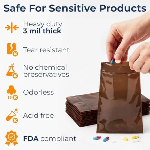Keep N Store 5"x 8" UV Protective Amber Zip Bags | Heavy Duty 3 Mil Moisture-Resistant Storage thumbnail 4