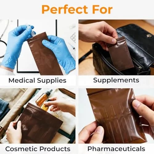 Keep N Store 5"x 8" UV Protective Amber Zip Bags | Heavy Duty 3 Mil Moisture-Resistant Storage thumbnail 6