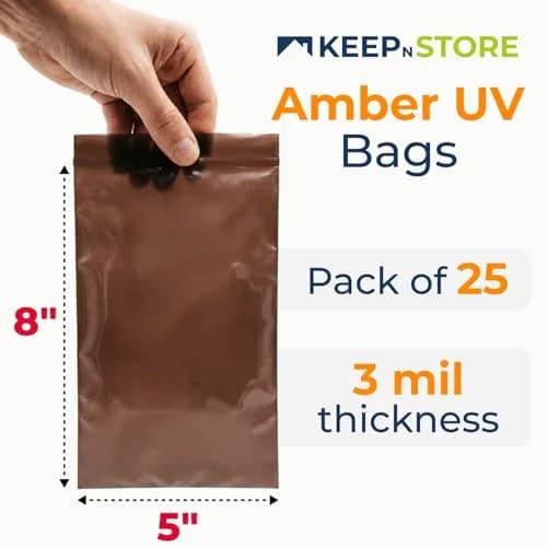 Keep N Store 5"x 8" UV Protective Amber Zip Bags | Heavy Duty 3 Mil Moisture-Resistant Storage thumbnail 2