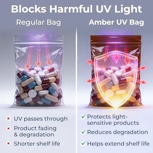 Keep N Store 5"x 8" UV Protective Amber Zip Bags | Heavy Duty 3 Mil Moisture-Resistant Storage thumbnail 3