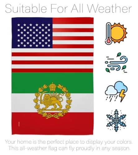 Iranian Flag USA Iran Lion Sun American Flag 13" x 18.5" | Historic Lion & Sun Emblem for Persian Heritage thumbnail 6