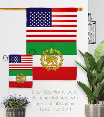 Iranian Flag USA Iran Lion Sun American Flag 13" x 18.5" | Historic Lion & Sun Emblem for Persian Heritage thumbnail 8