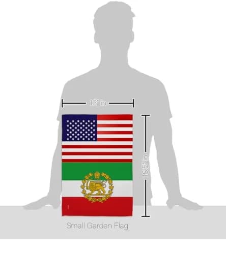 Iranian Flag USA Iran Lion Sun American Flag 13" x 18.5" | Historic Lion & Sun Emblem for Persian Heritage thumbnail 2