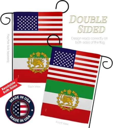 Iranian Flag USA Iran Lion Sun American Flag 13" x 18.5" | Historic Lion & Sun Emblem for Persian Heritage thumbnail 3