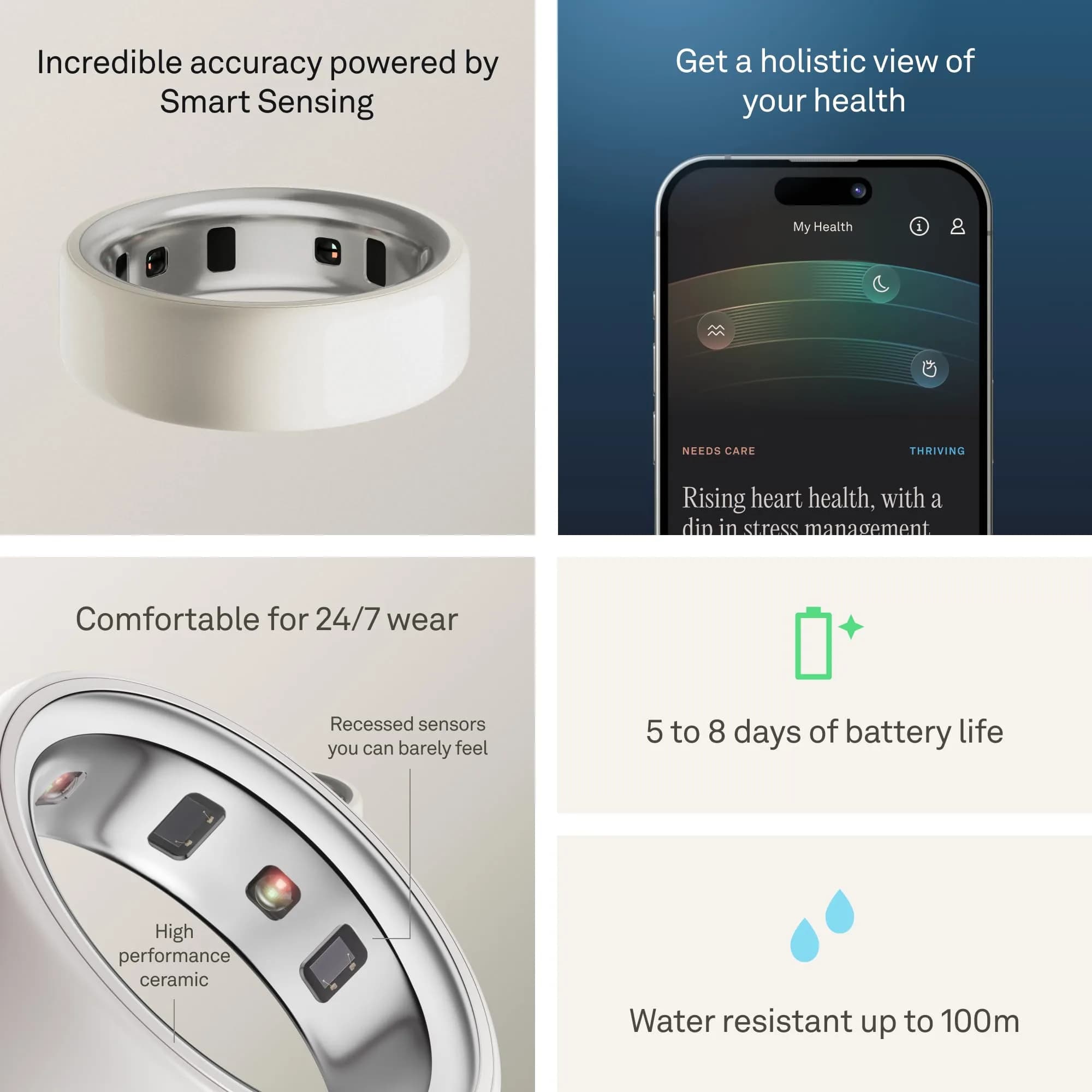 OURA Silver Smart Wearable Ring Size 8 | Ergonomic Design for Daily Wear - view 4