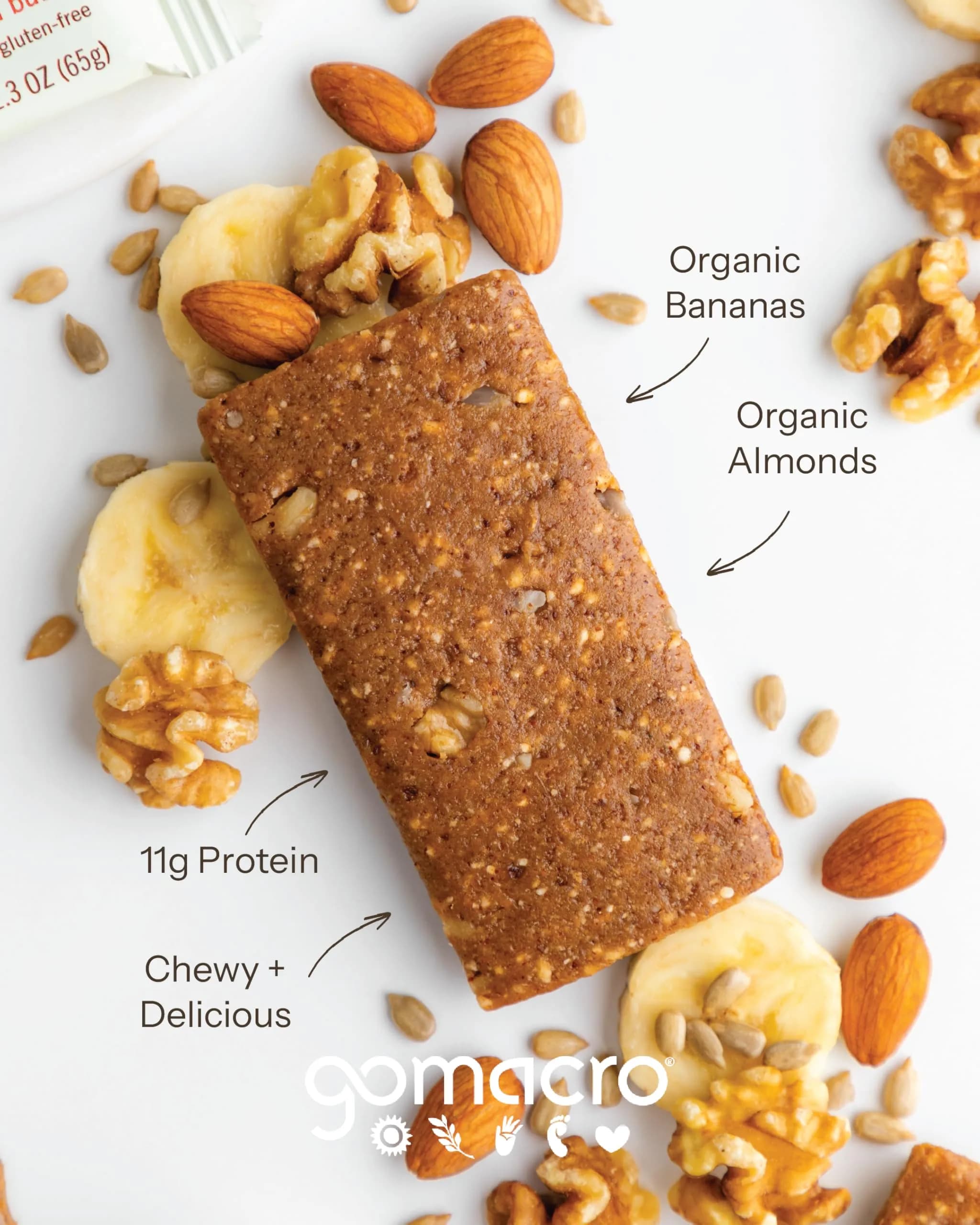 GoMacro MacroBar Organic Vegan Protein Bars Peanut Butter Chocolate Chip 2.1oz (60g) | Plant-Based Fuel for Active Lifestyles - view 4