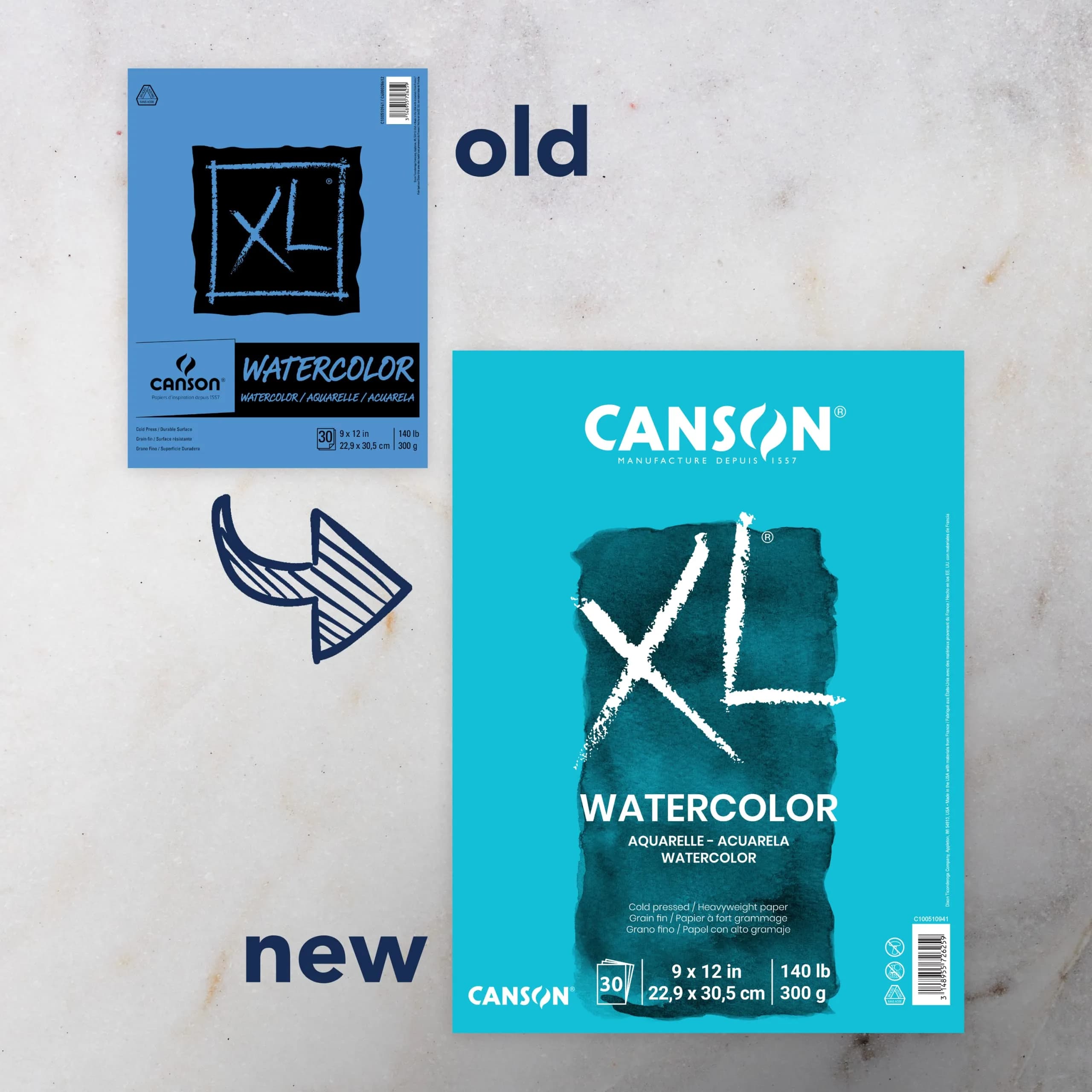 Canson XL Watercolor Paper Pad 9" x 12" 30 Sheets/Pad, 3 Pads | 140 lb (300 gsm) Cold Press Paper for Mixed Media Art - view 2