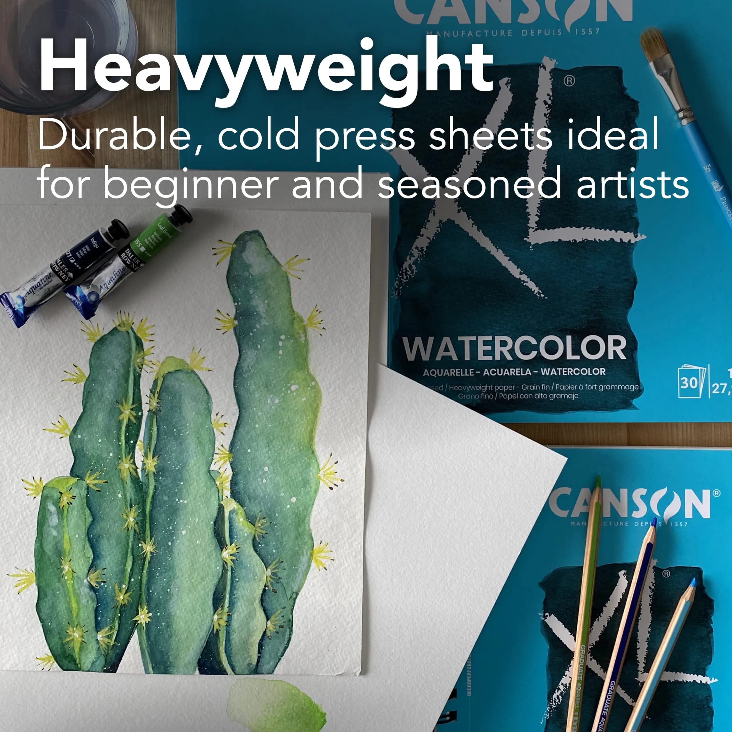 Canson XL Watercolor Paper Pad 9" x 12" 30 Sheets/Pad, 3 Pads | 140 lb (300 gsm) Cold Press Paper for Mixed Media Art - view 3