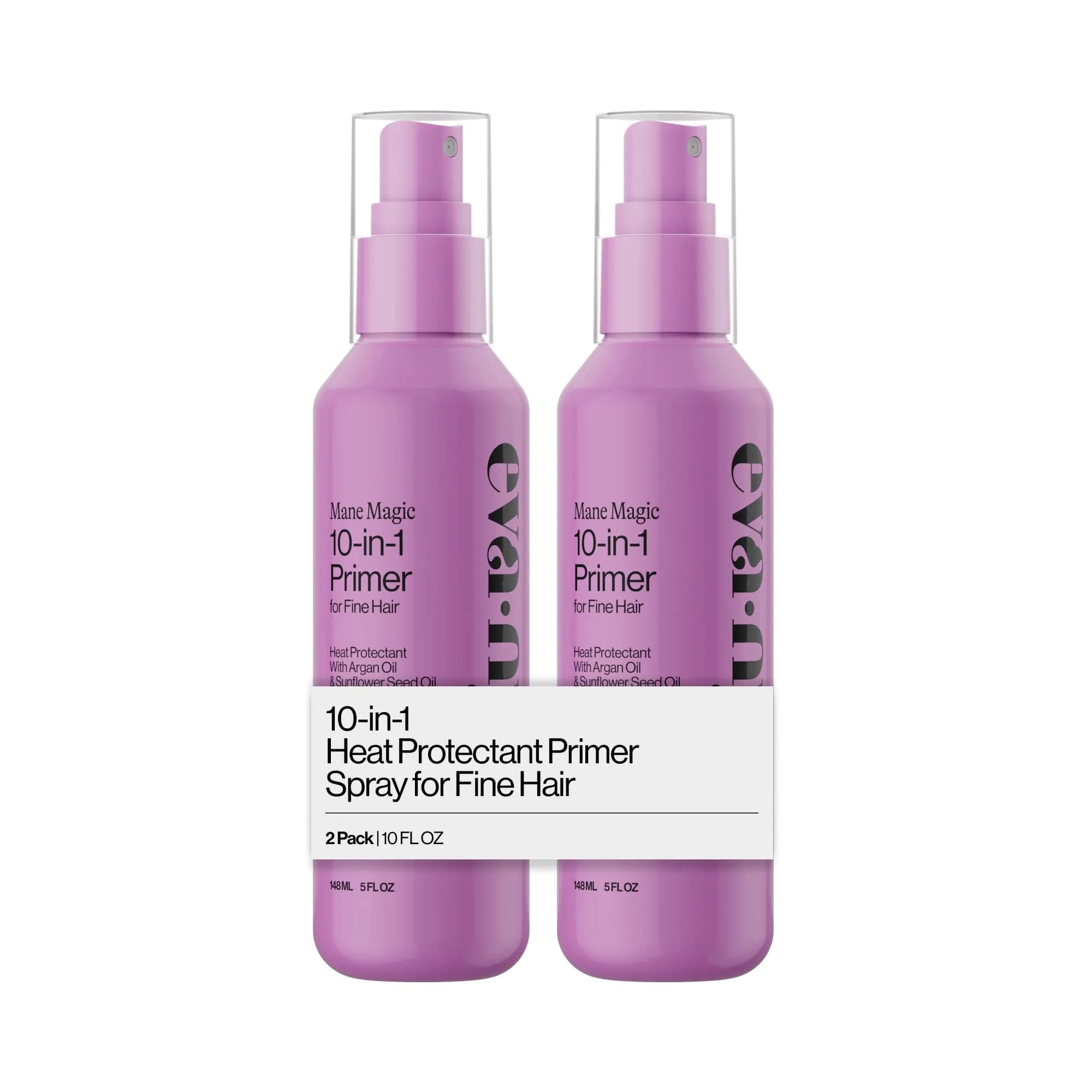 Eva NYC Mane Magic 10-in-1 Heat Protectant Primer Spray 200ml (2 x 10 Fl Oz) | Clinically Proven Anti-Frizz & Faster Blow Dry